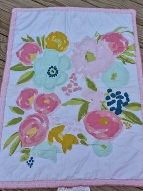 Cloud Island Floral Fields Pattern Baby Blanket Nursery Decoration Pink Mint